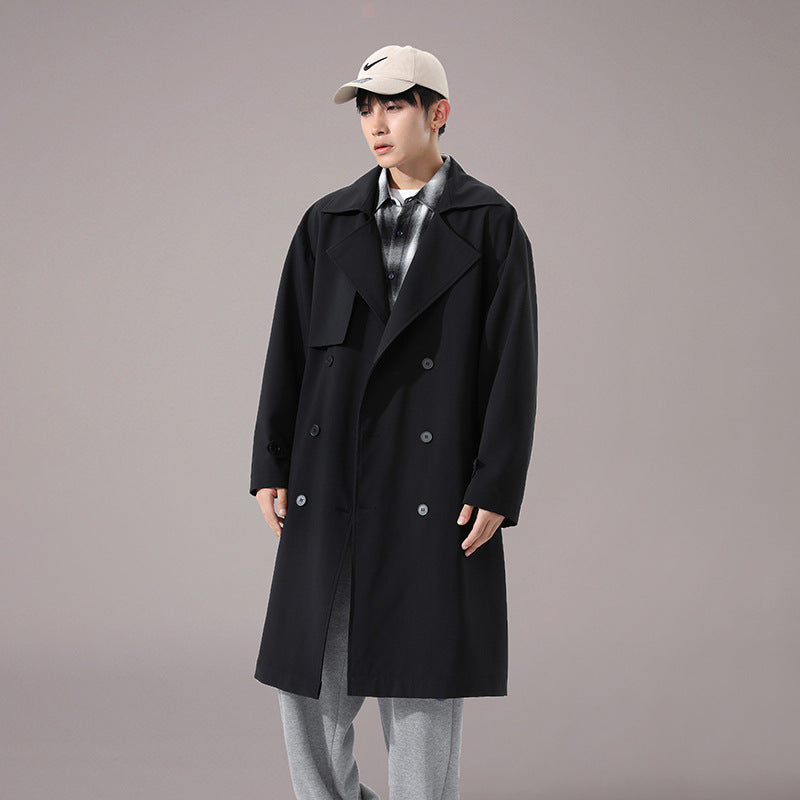 Men's British Style Khaki Long Trench Coat