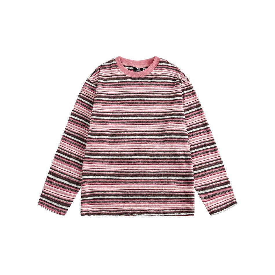 Striped Long-sleeved T-shirt Trendy Men's Women's Pullover Top