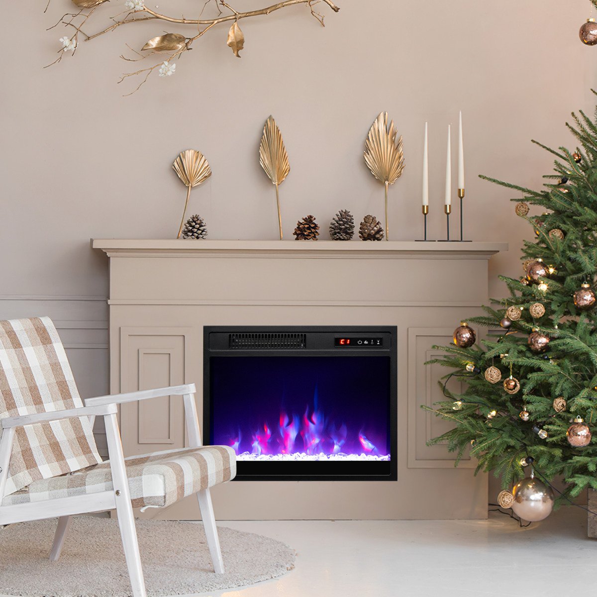 18” Electric Fireplace Insert 750W/1500W Fireplace Heater