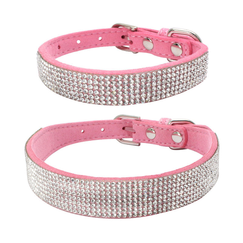 Adjustable Suede Leather Dog Collar Leash Set