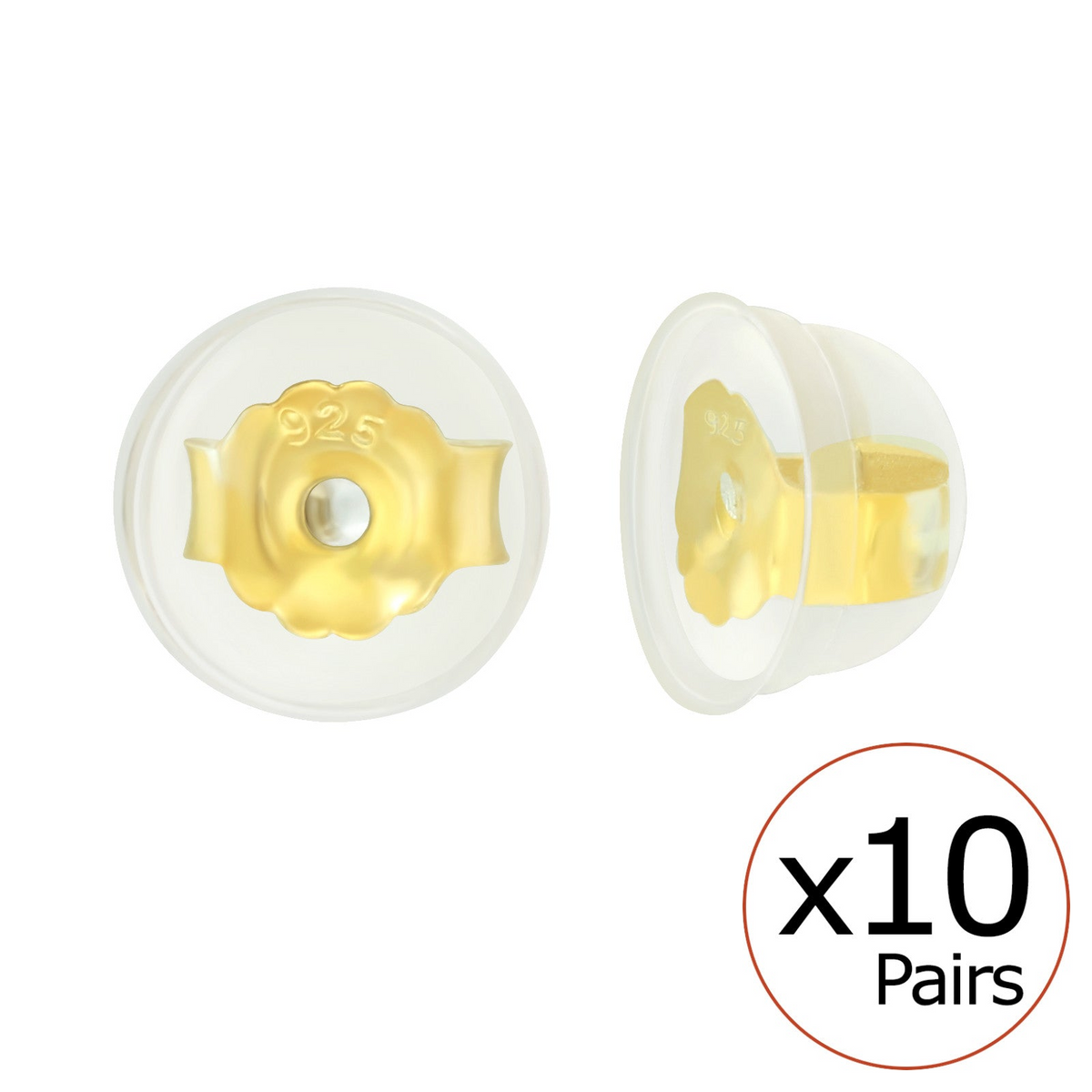 10 Pairs Silicone Coated Gold  Butterfly Backs