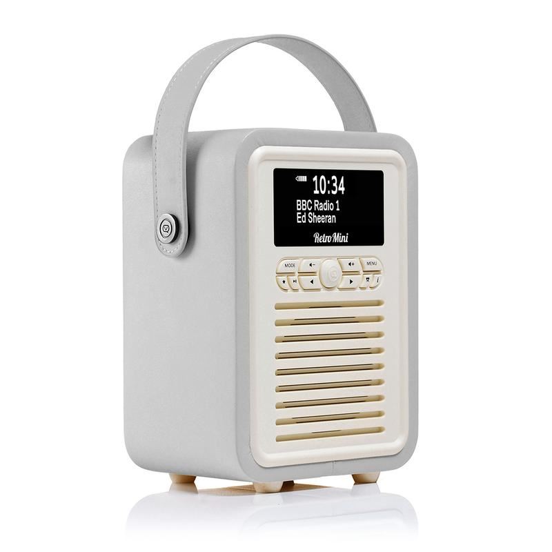VQ Light Grey Retro Mini DAB Radio