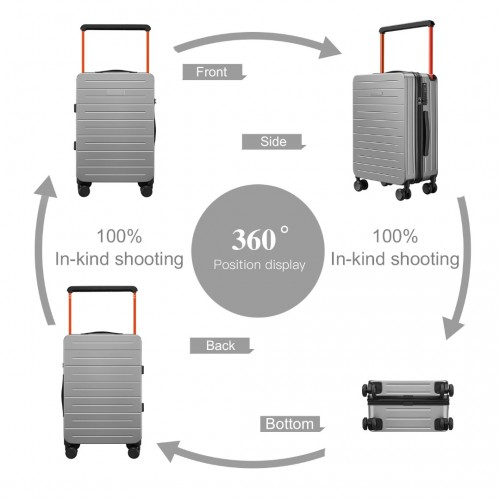 K2291L - British Traveller 20 Inch Wide Handle Hard Shell PC Luggage With TSA Lock - Grey