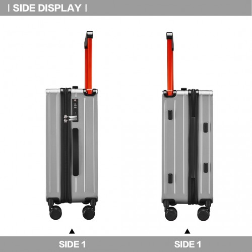 K2291L - British Traveller 20 Inch Wide Handle Hard Shell PC Luggage With TSA Lock - Grey