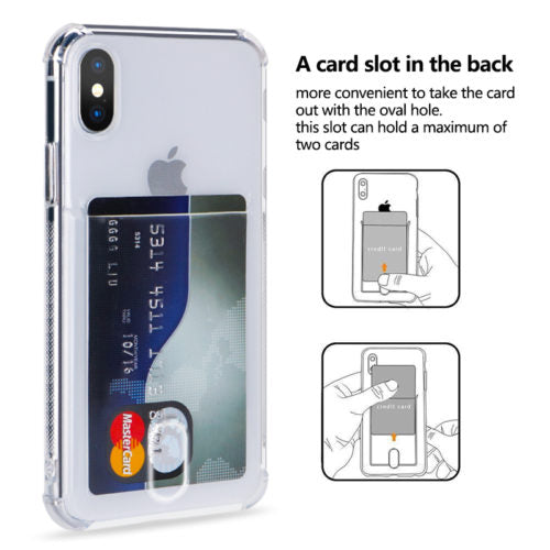 Soft TPU Clear Case With Card Slot - For iPhone X / Xs