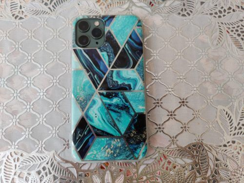 Marble Geometric TPU Blue Case - For iPhone 11 Pro