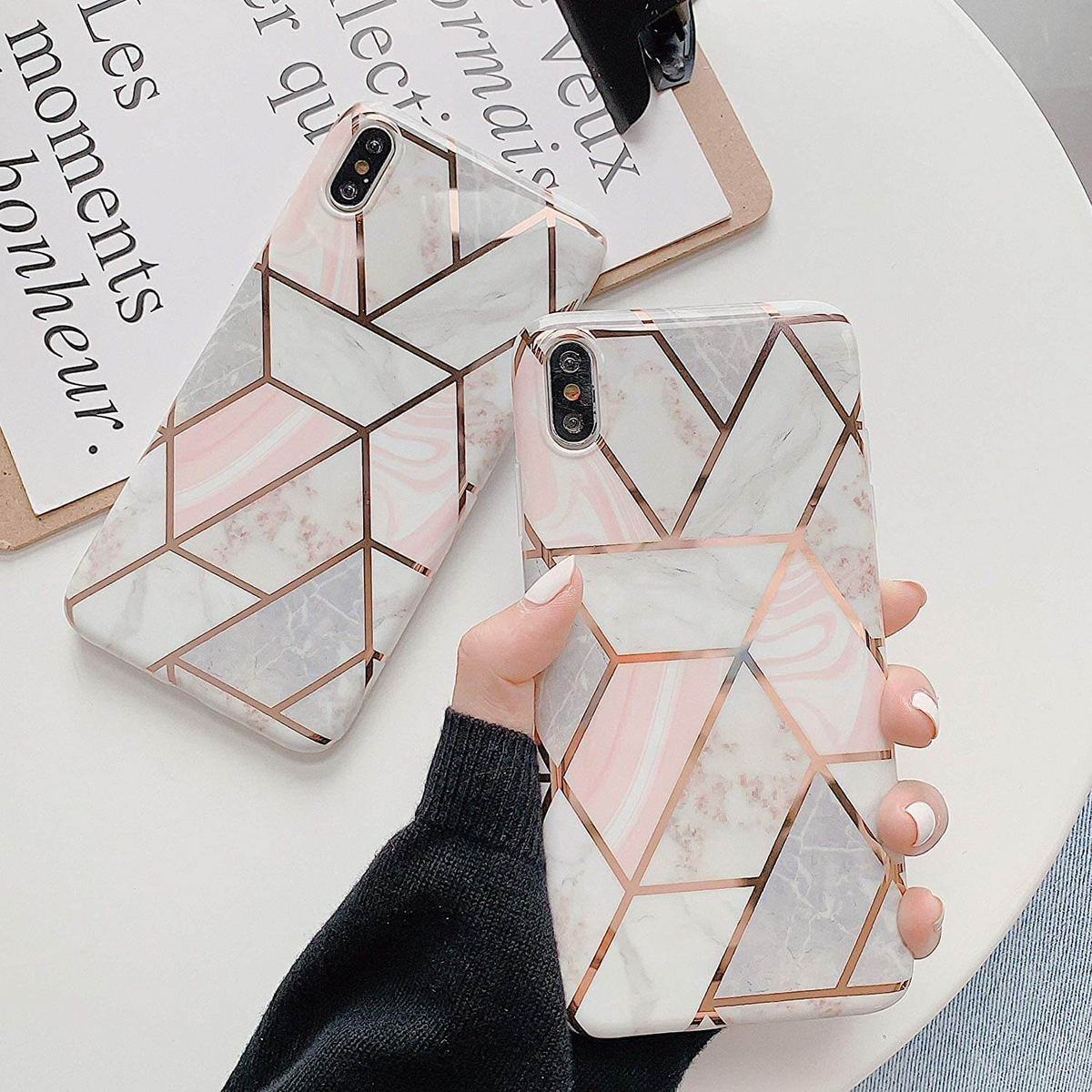 Marble Effect Soft TPU Coral Case - For iPhone 12 Pro Max