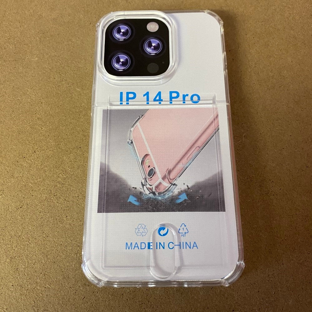 Soft TPU Clear Case With Card Slot - For iPhone 14 Pro