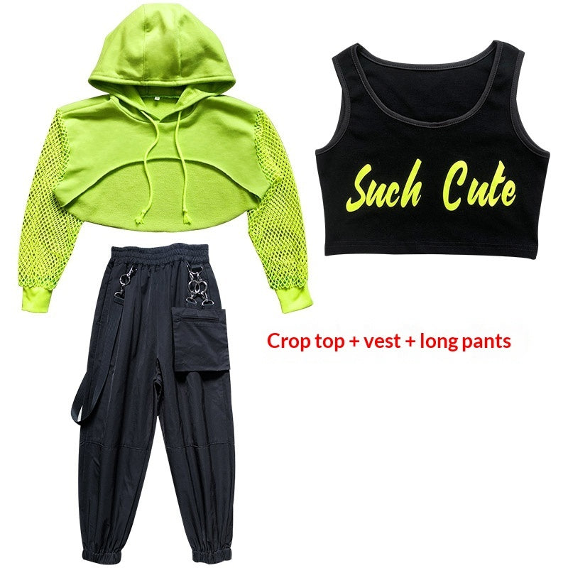 Girls' Jazz Dance Costume Performance Outfit Set