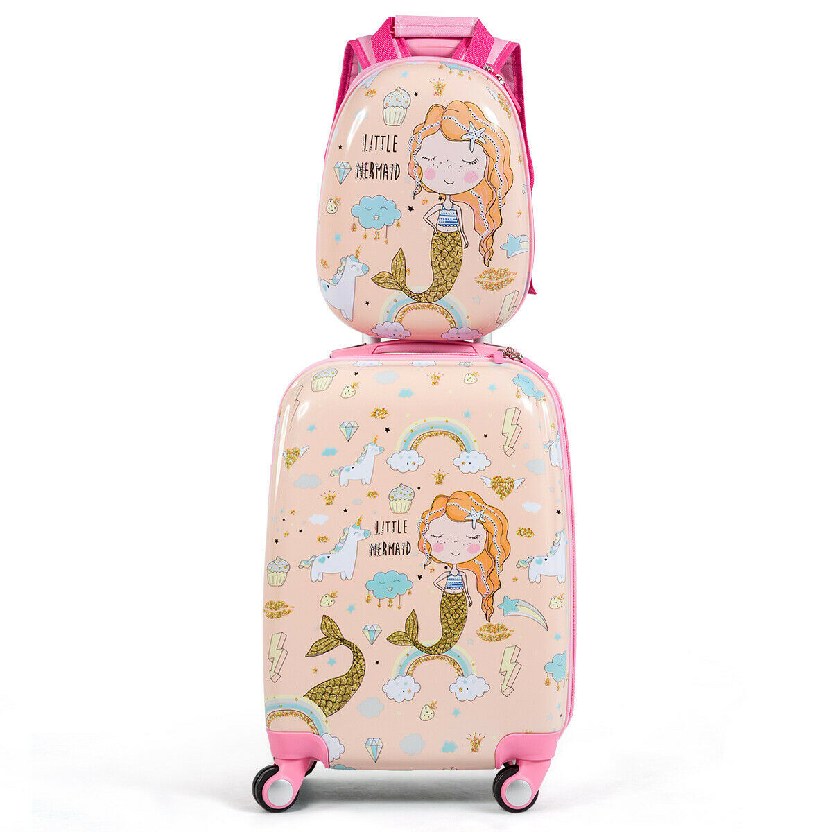 ABS Kids Backpack Luggage Set Children Suitcase Travel Schoo-Navy