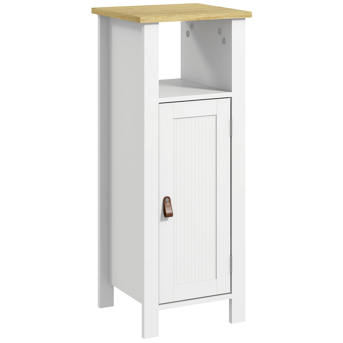 kleankin Slim Bathroom Storage Unit with Adjustable Shelf, White