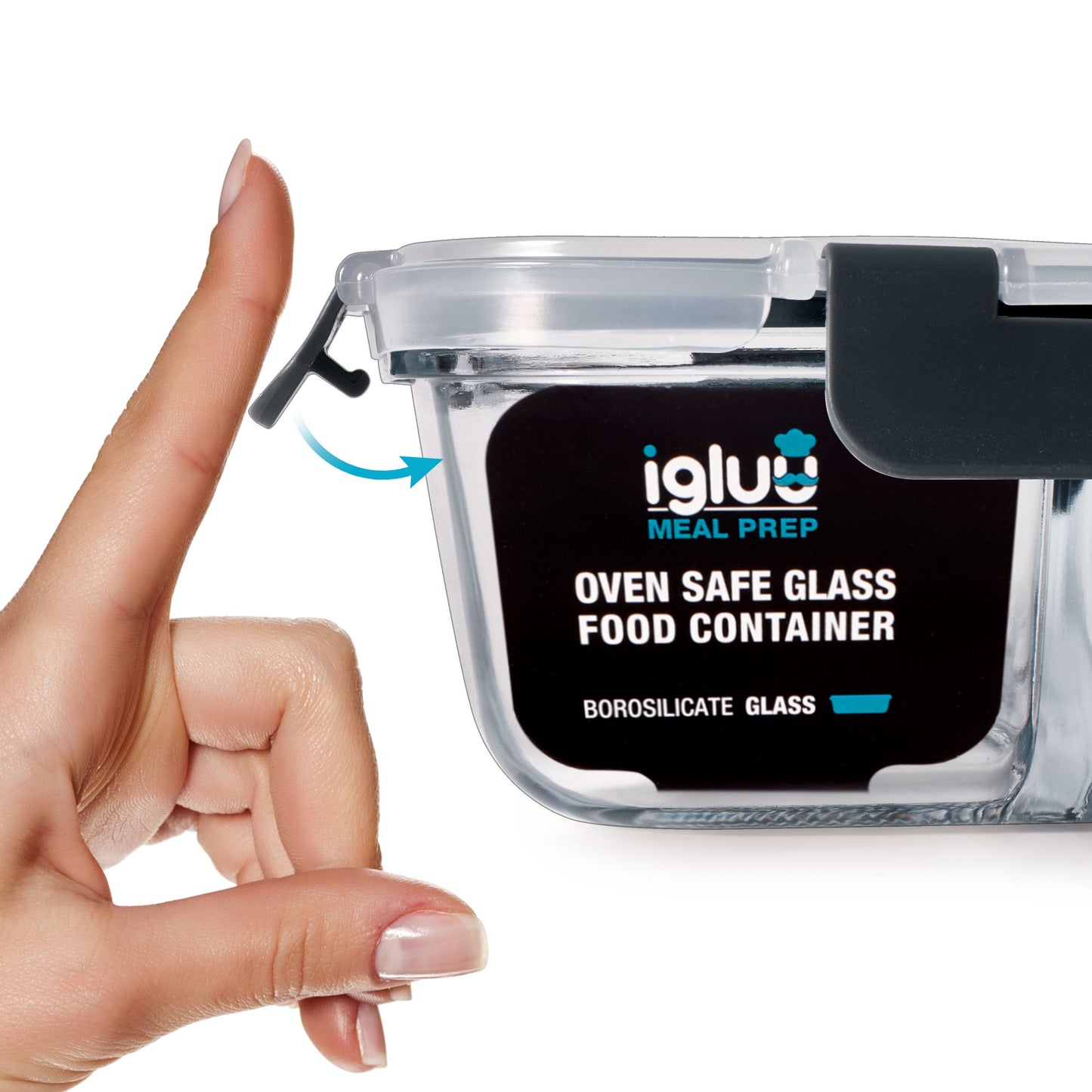 Igluu Glass Food Storage Containers with Airtight Lids | 1050ml | 3 Pack