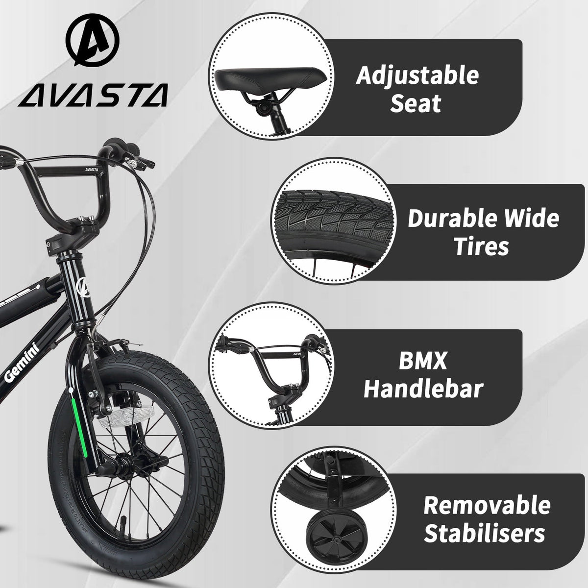 Glerc 16" BMX Style Kids Bike for 4 - 7 Years Old Kids - Gemini