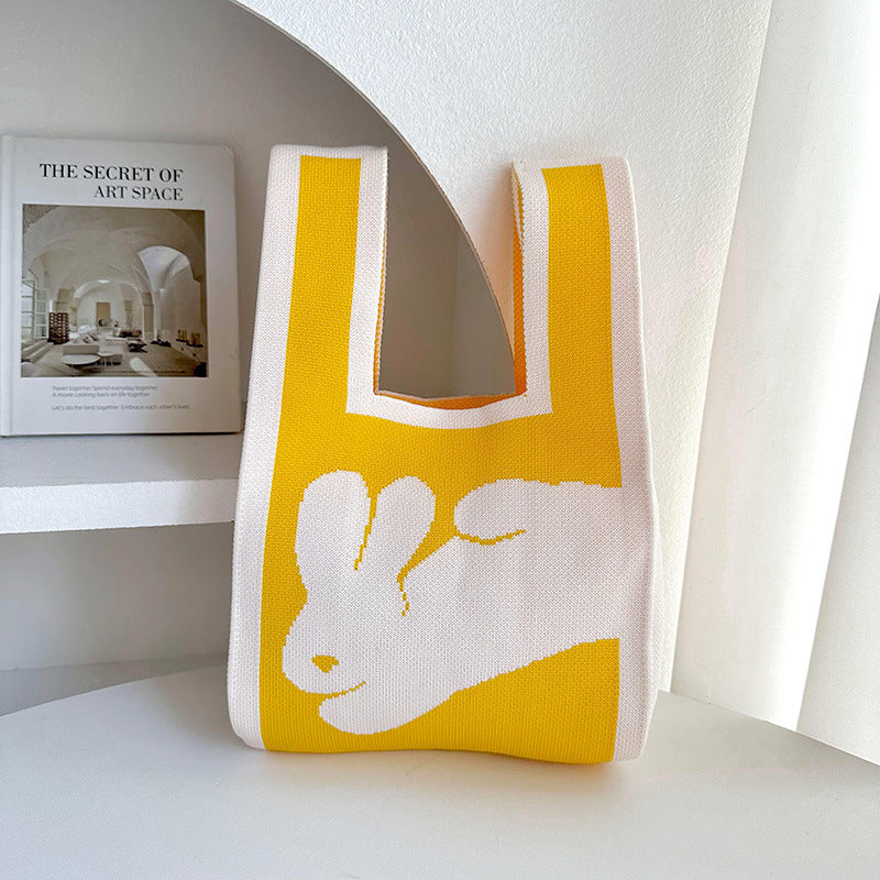 Rabbit Knitted Shoulder Bag Large Capacity Tote
