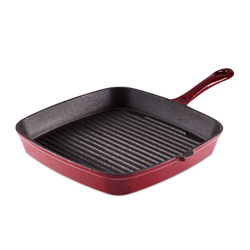Tower Barbary & Oak Red 23cm Cast Iron Grill Pan