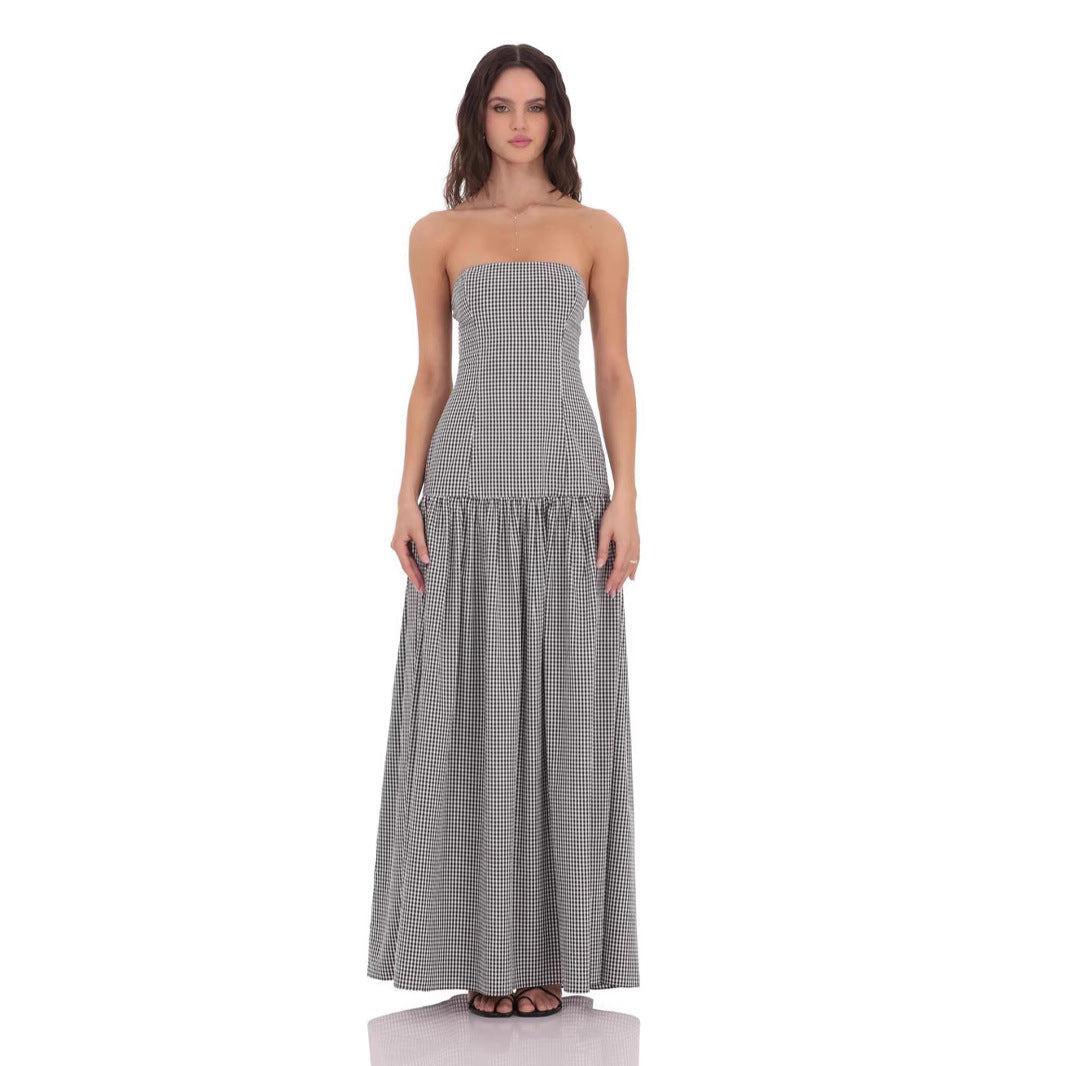 Women's Clothing Summer Boat Neck Elegant Sexy Slim Fit Backless Tube Top Dress