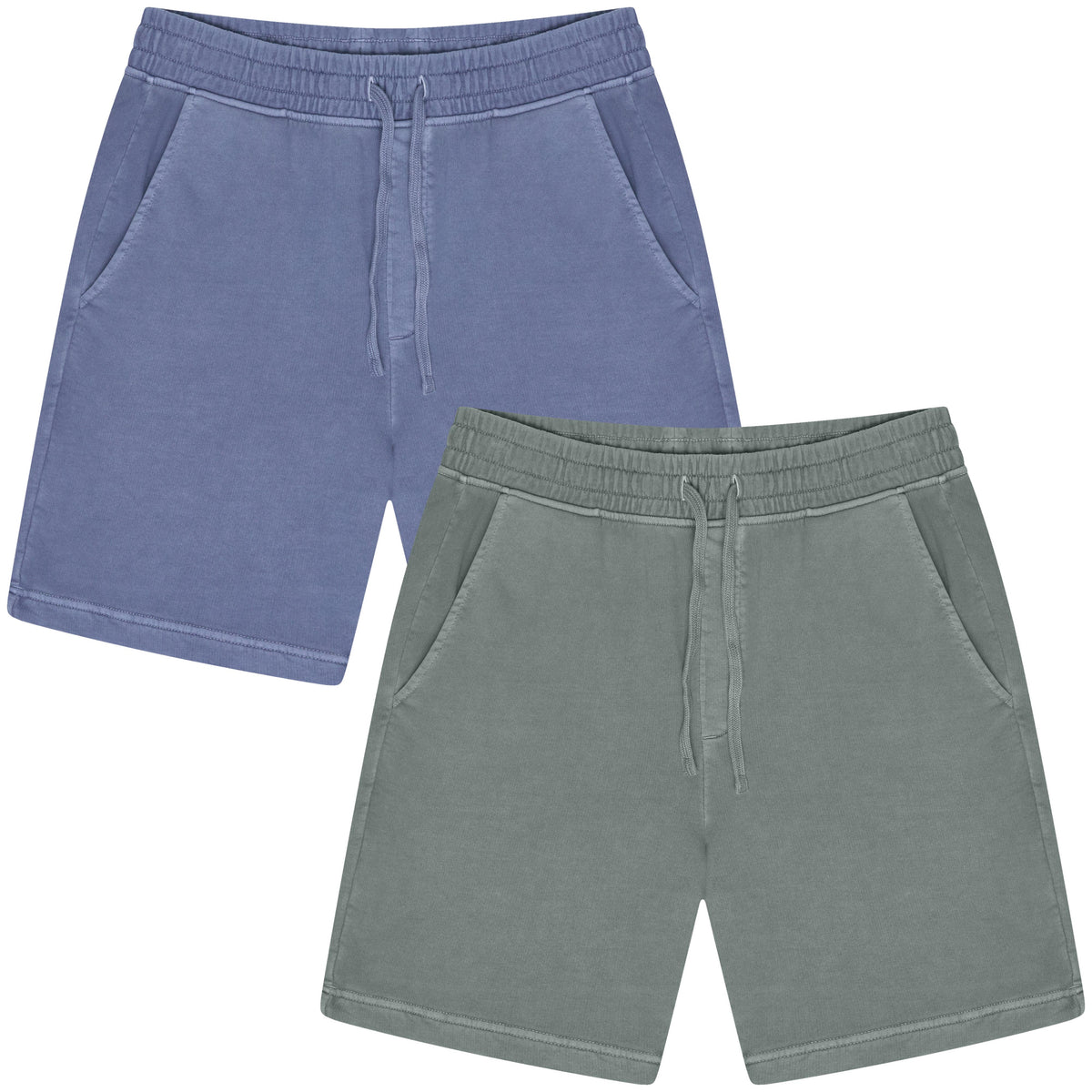 M&S Pure Cotton Garment Dye Shorts | Relaxed Fit | Blue & Green