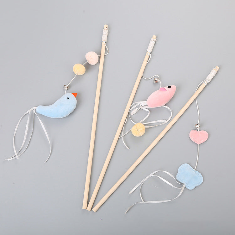 Pole Wooden Pole Funny Cat Stick Flexible For Cat Bell Funny Cat Stick Elastic Rope Woodenfor Cat