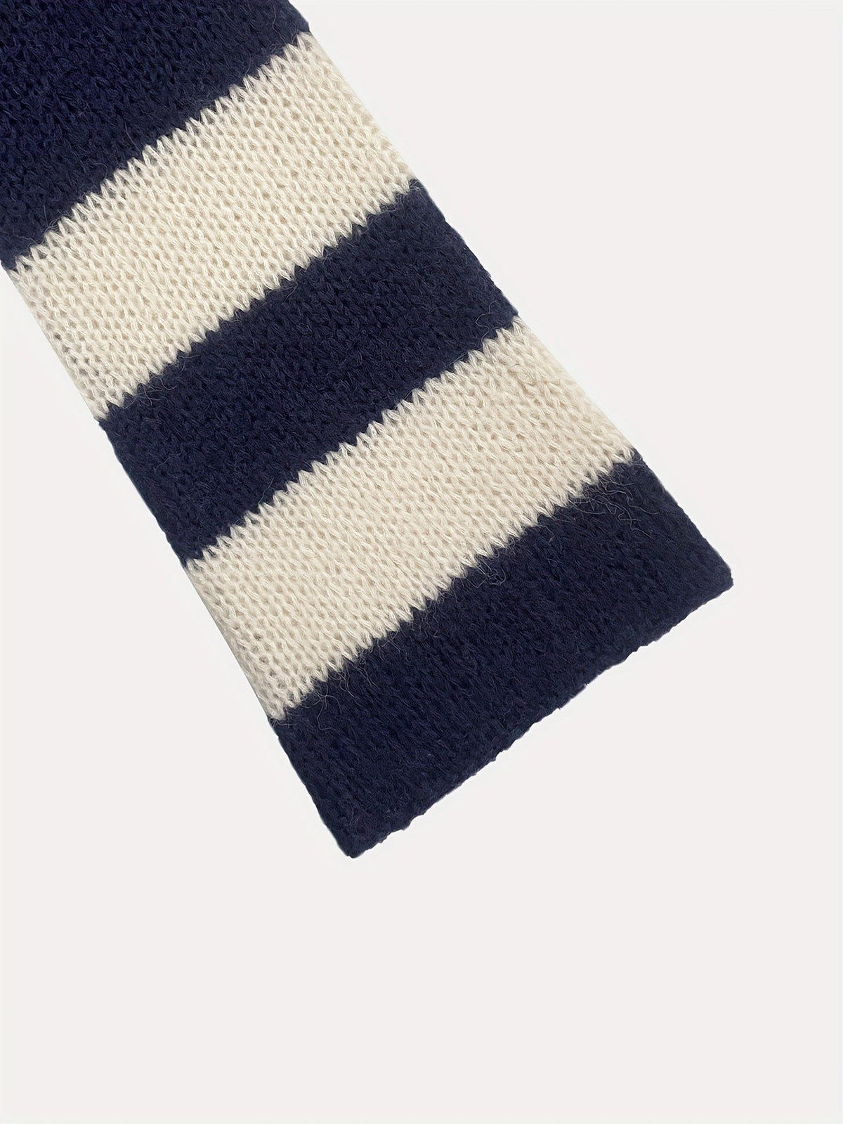 Crew-neck Contrast-striped Loose-fit Casual Chic Versatile Knit Pullover