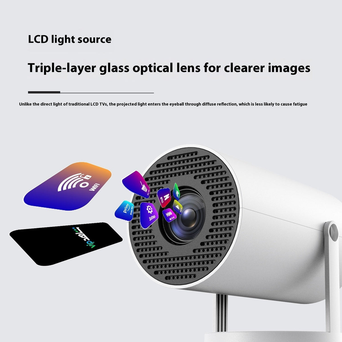 4K Portable Mini Projector - 180° Auto-Focus Home Cinema Projector with HD 1080P Support | Compact Smart Video Projector