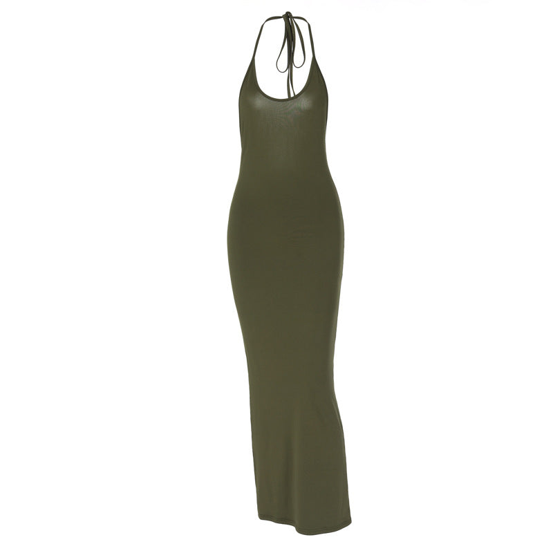 Women's Fashion U Neck Backless Lace-Up Dress
