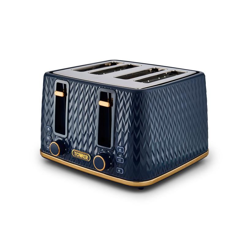 Tower Dark Blue Empire 4 Slice Toaster