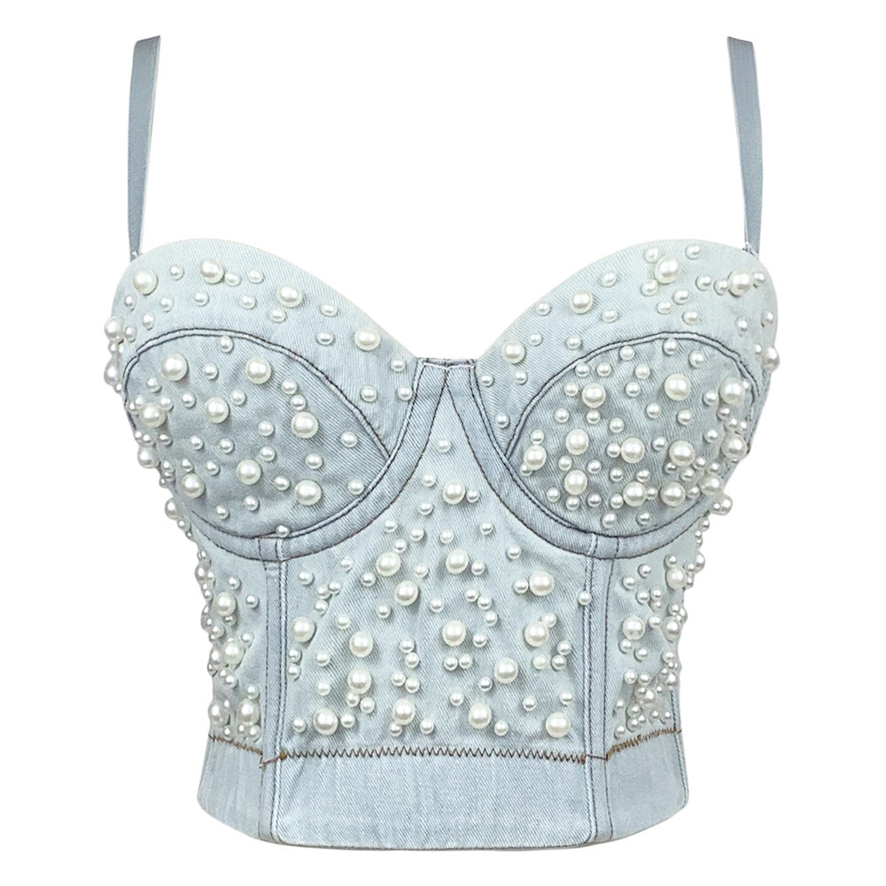 Shapewear Short Outerwear Sexy Womens Denim Bustier Vest