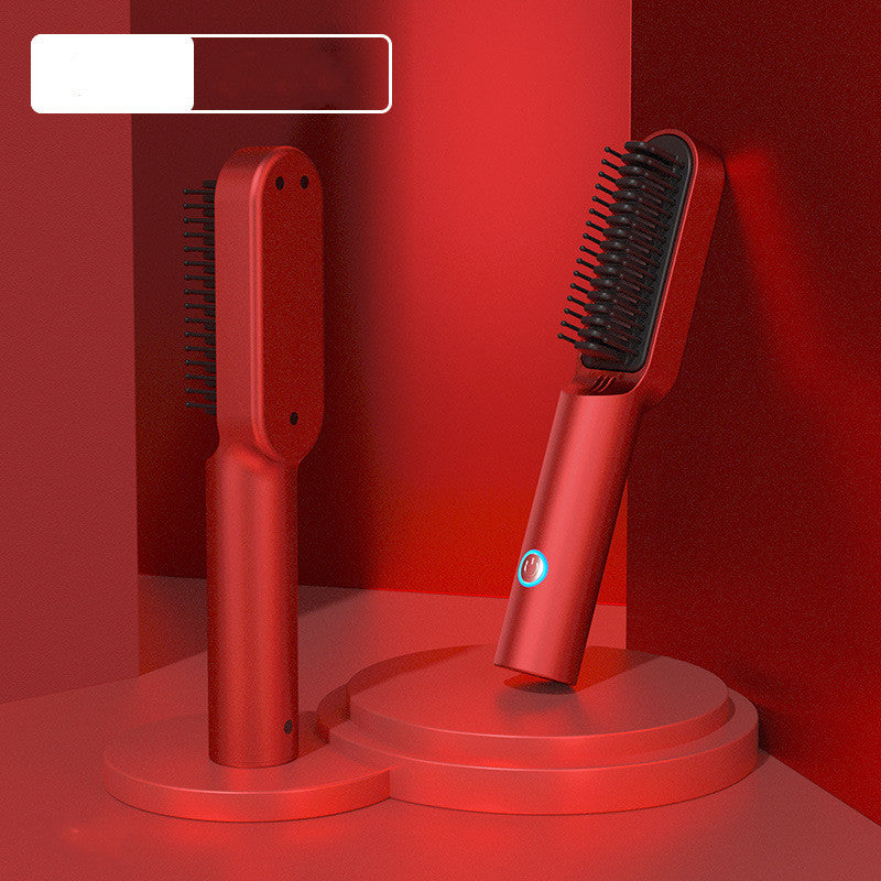 2-in-1 USB Rechargeable Hot Air Comb | Portable Hair Straightener & Curler Brush | 200°C | Travel Hair Styler | Michan Direct