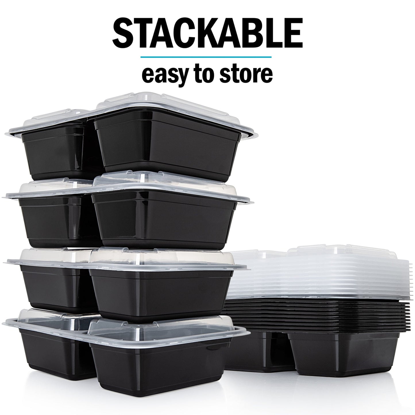 Igluu 2-Compartment Meal Prep Containers with Airtight Lids | 887ml | BPA-Free | Pack of 10