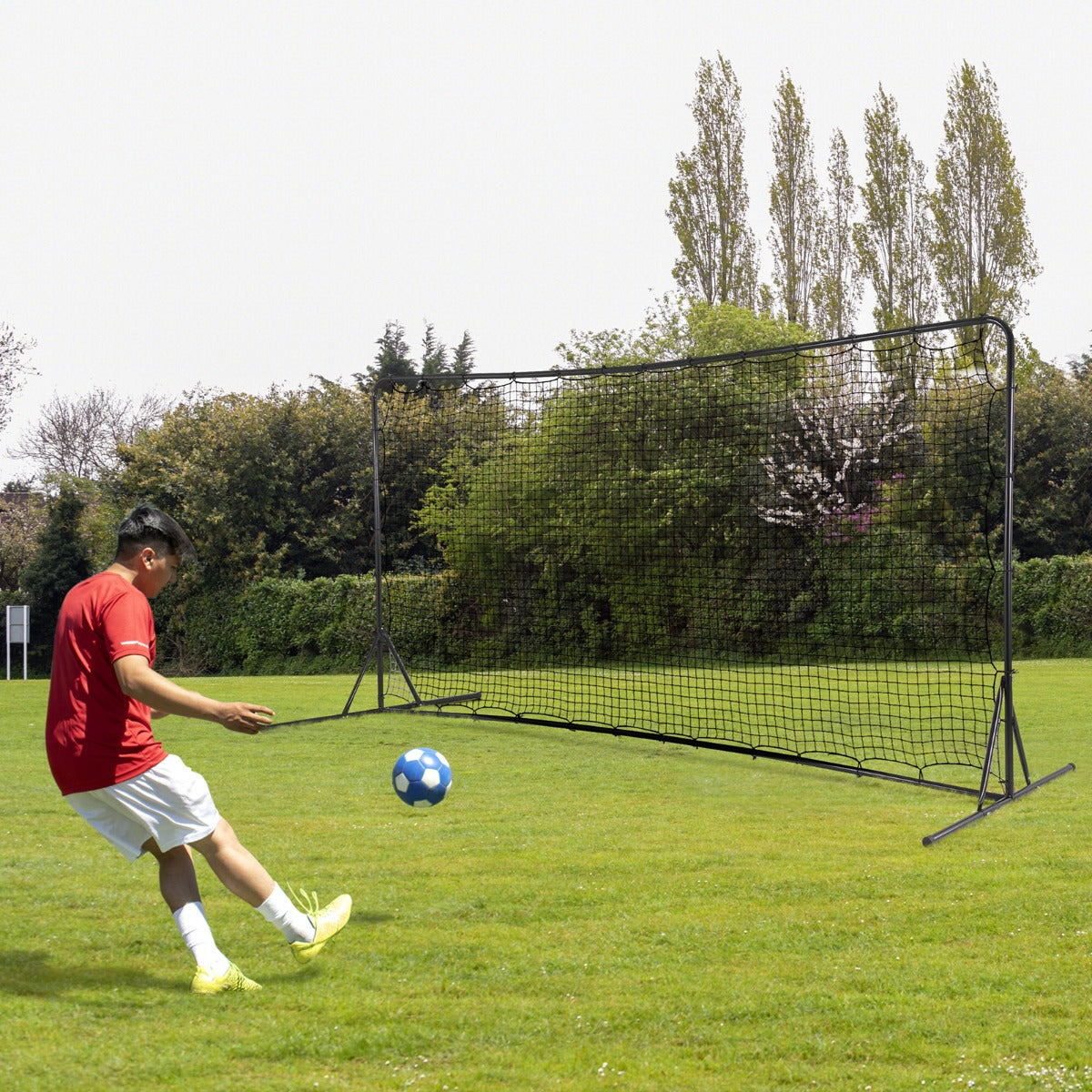 Portable Soccer Rebounder Net with Carry Bag, Sturdy Metal Frame-White