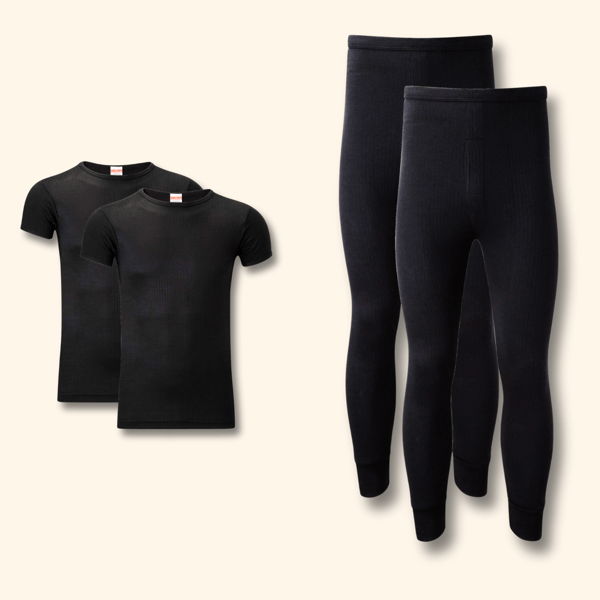 Heatwave Thermalwear Men's Thermal Underwear Set 2 Pack T Shirt And Long Johns Brushed
