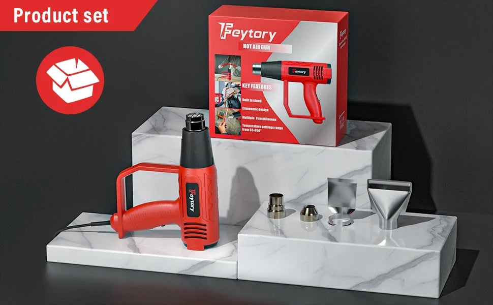 2000W Heavy Duty Heat Gun with Variable Temperature Control & 4 Nozzles DIY Hot
