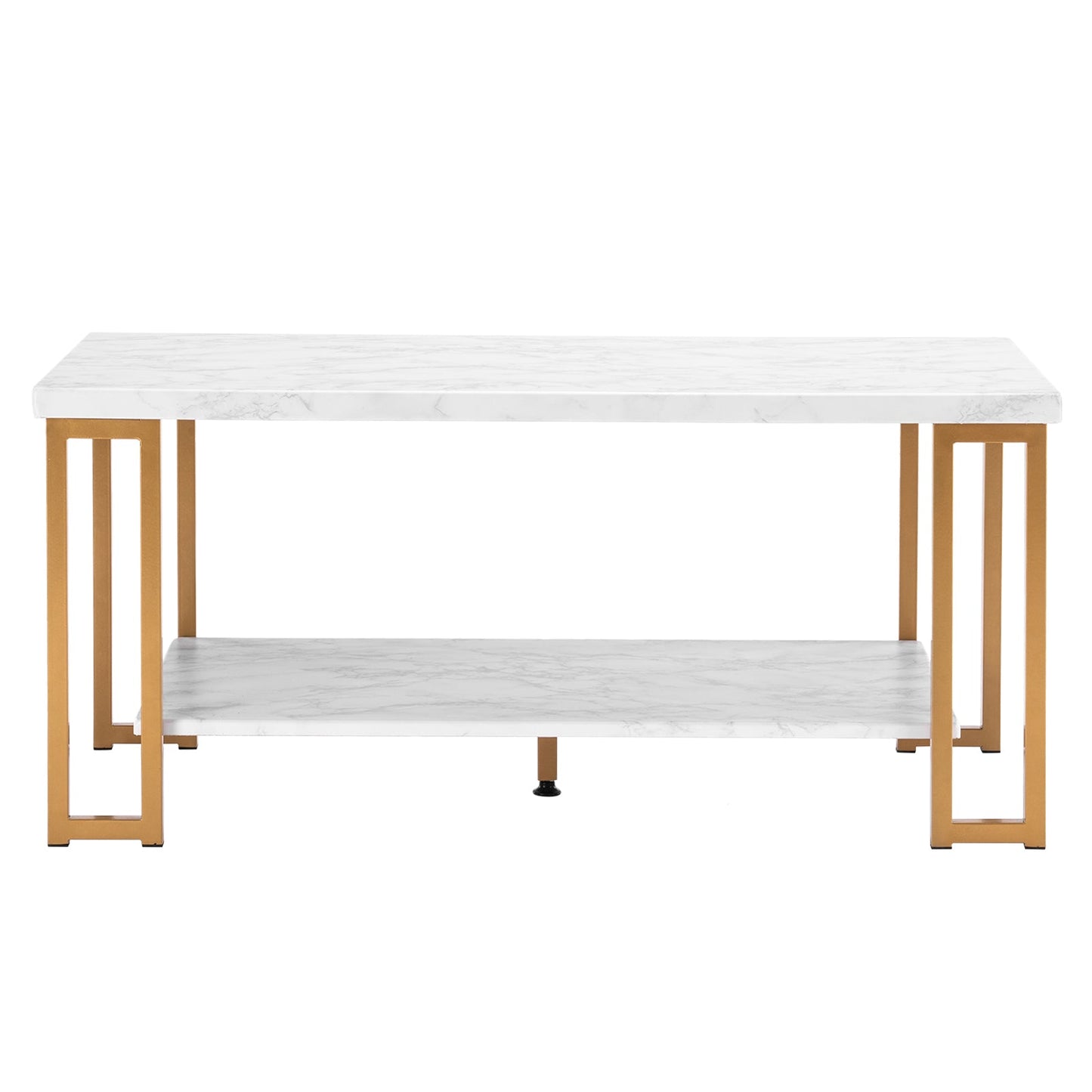 Faux Marble & Gold Coffee Table – Rectangular Two-Tier