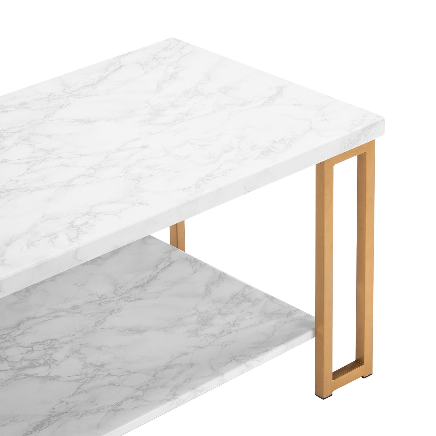 Faux Marble & Gold Coffee Table – Rectangular Two-Tier