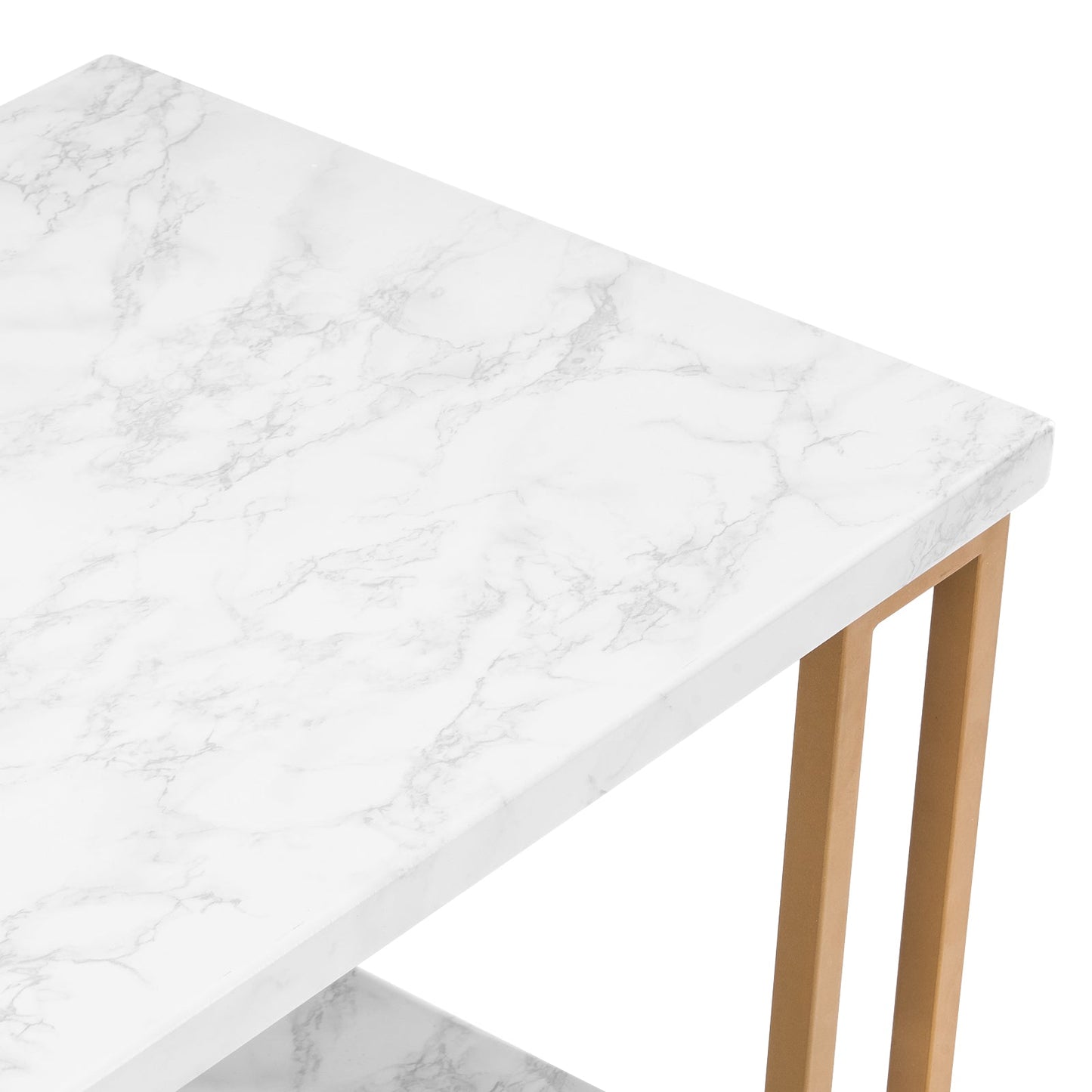 Faux Marble & Gold Coffee Table – Rectangular Two-Tier