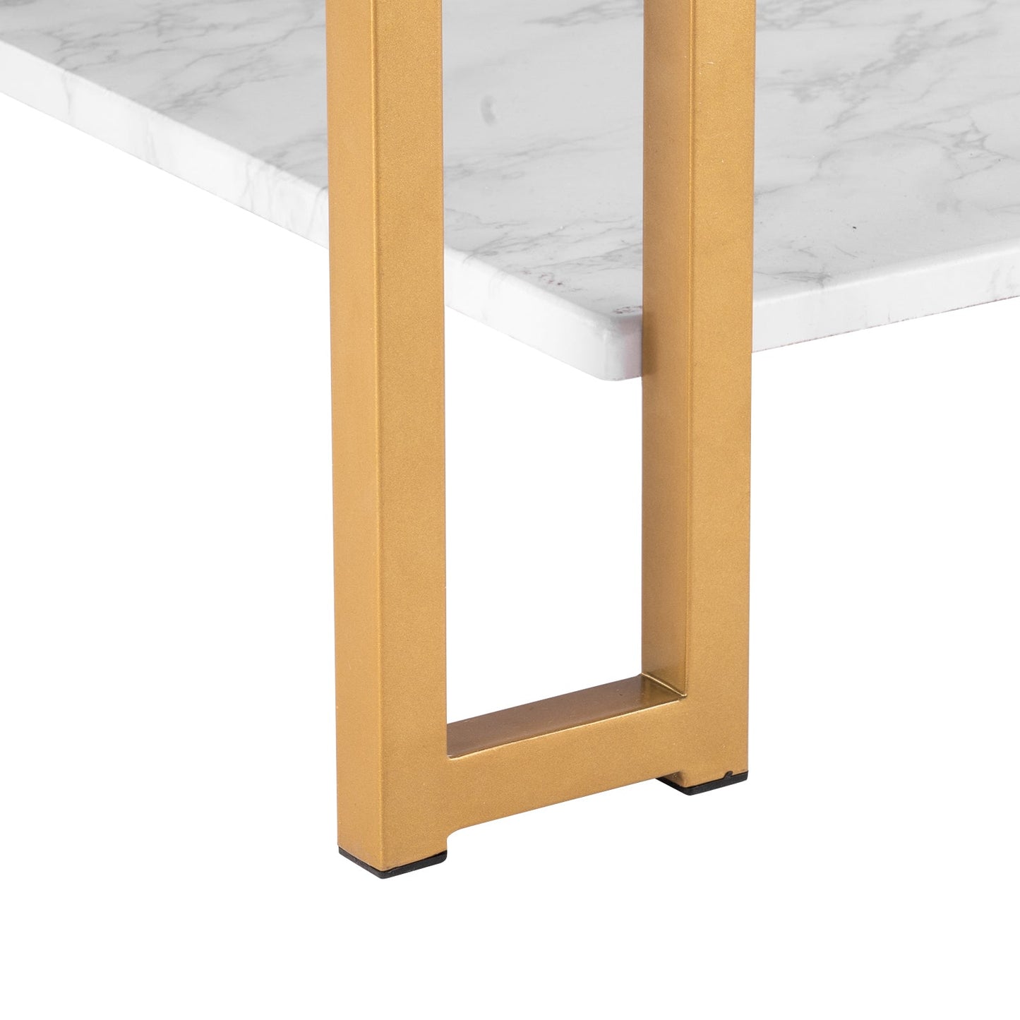 Faux Marble & Gold Coffee Table – Rectangular Two-Tier