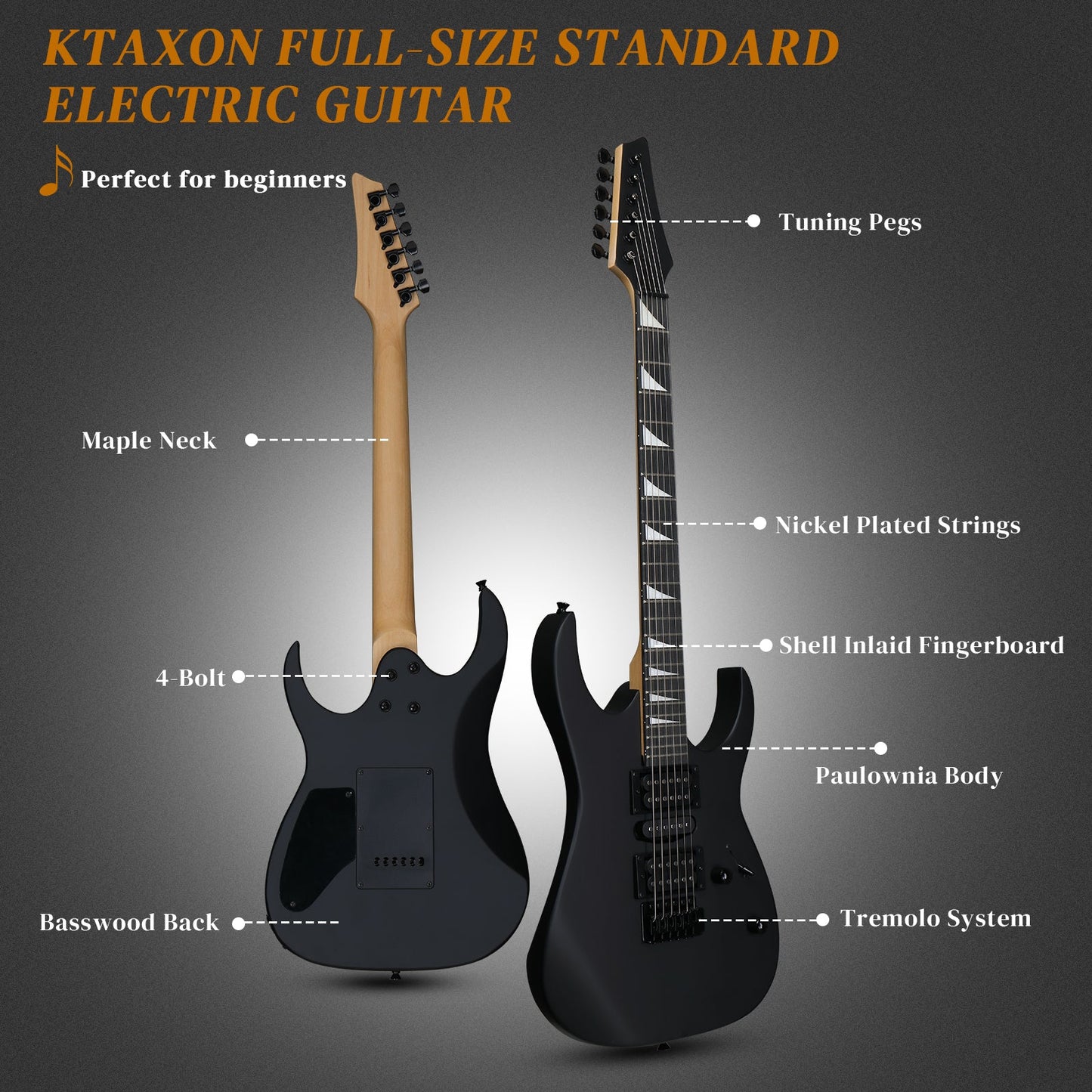39" Electric Guitar Starter Kit with 20W Amp - Black HSH