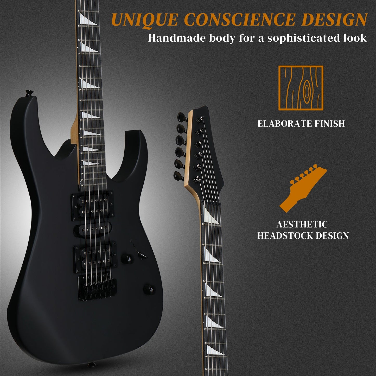 39" Electric Guitar Starter Kit with 20W Amp - Black HSH