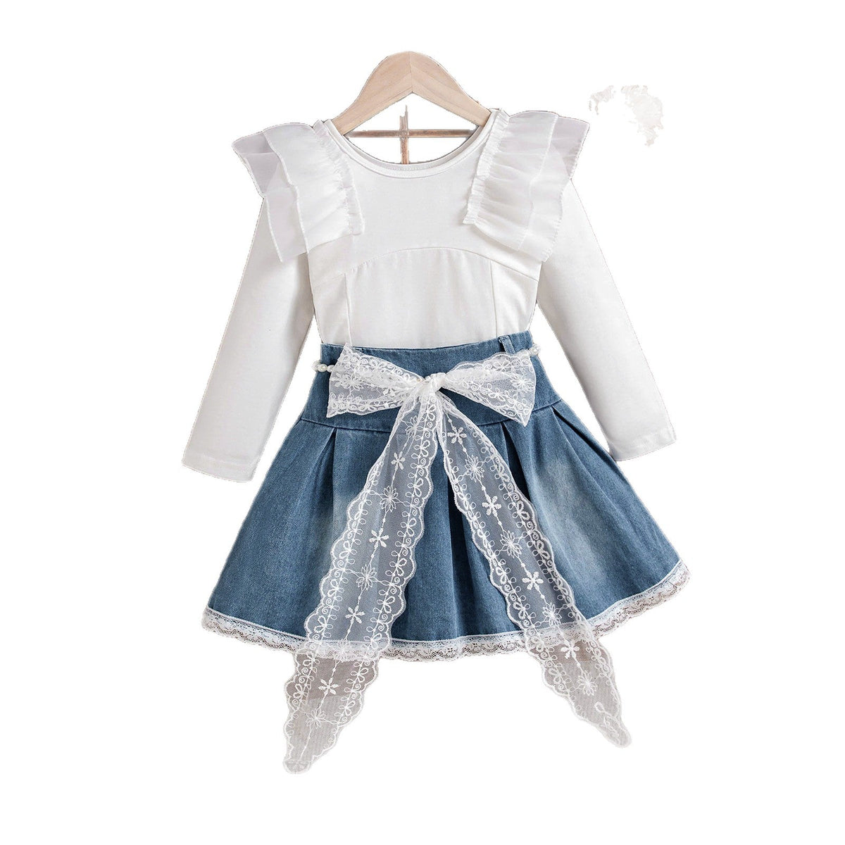 Sweet Dress With White Sleeve Splicing
