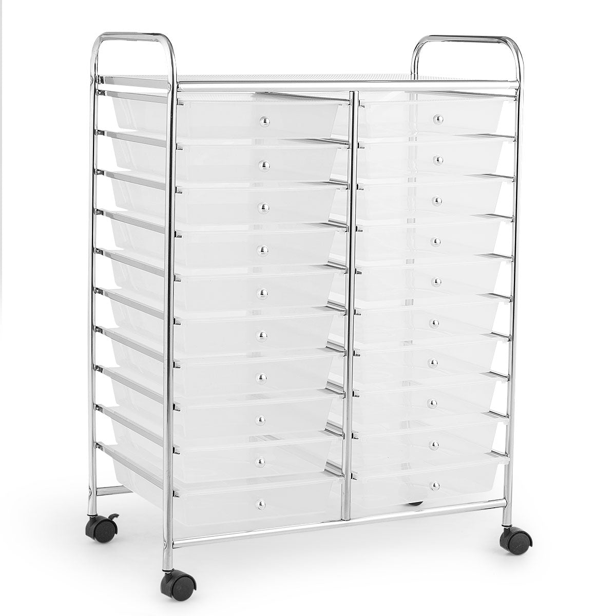 20 Drawers Storage Trolley with 4 Wheels for Beauty Salon-Black