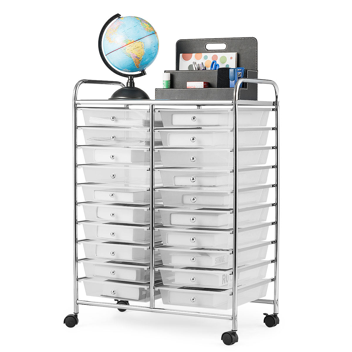 20 Drawers Storage Trolley with 4 Wheels for Beauty Salon-Black