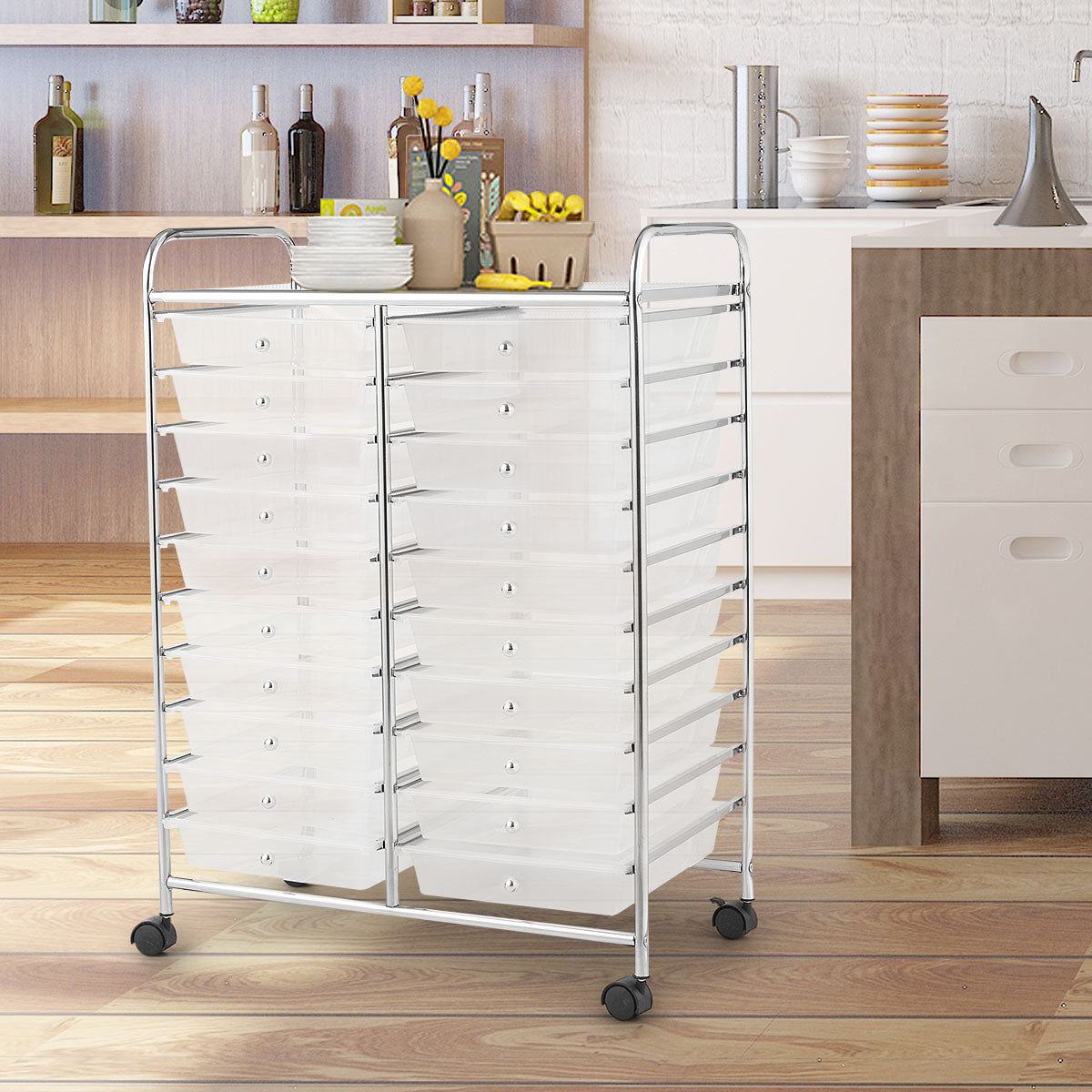 20 Drawers Storage Trolley with 4 Wheels for Beauty Salon-Black