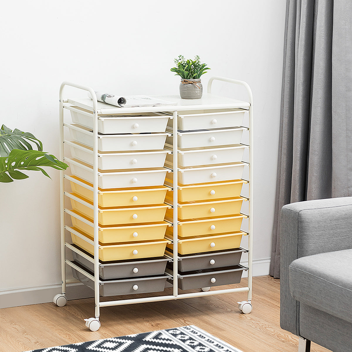 20 Drawers Storage Trolley with 4 Wheels for Beauty Salon-Black