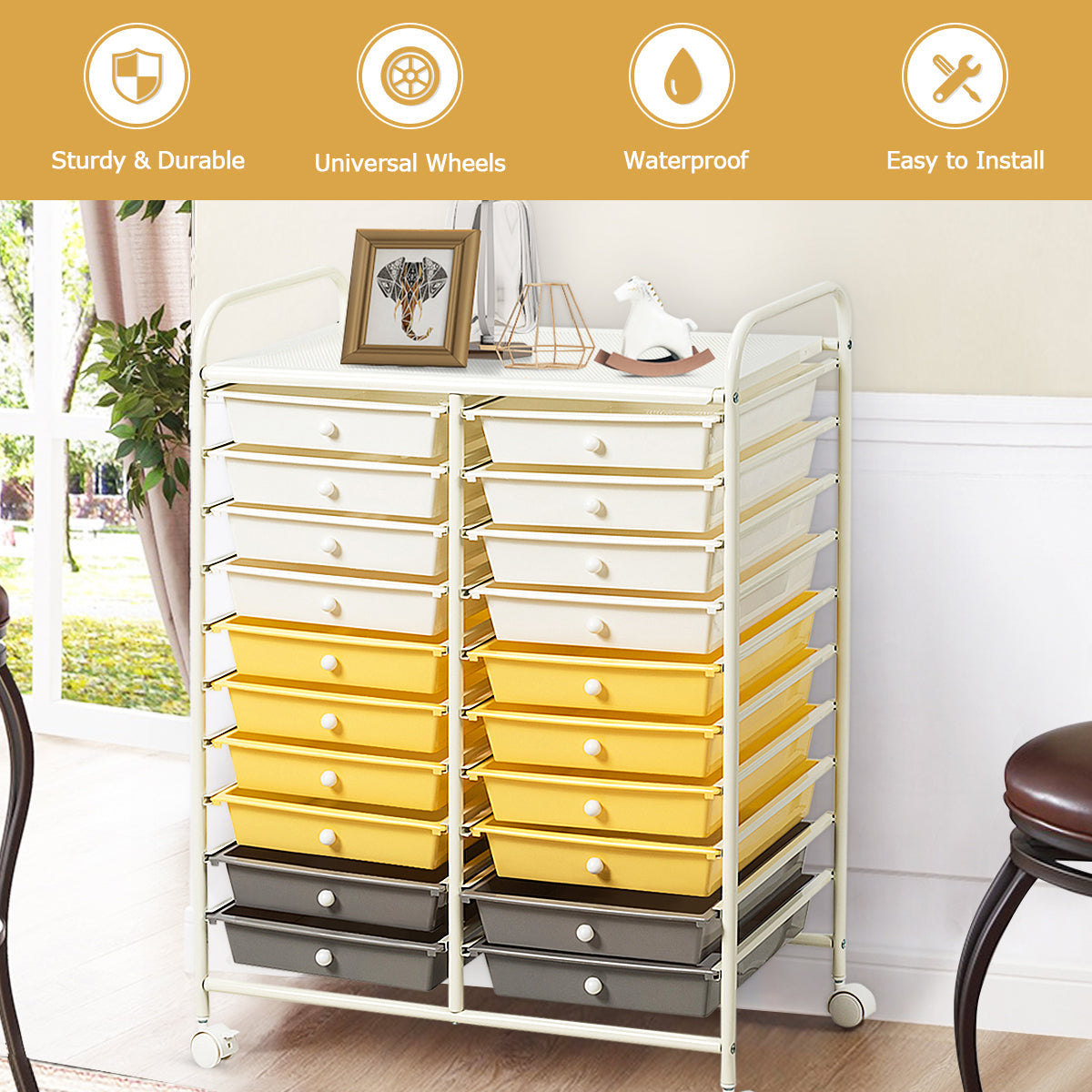 20 Drawers Storage Trolley with 4 Wheels for Beauty Salon-Black