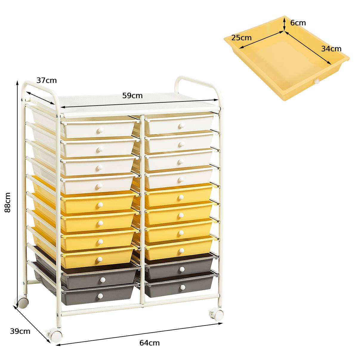 20 Drawers Storage Trolley with 4 Wheels for Beauty Salon-Black