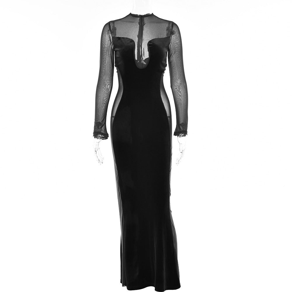 Fashion Round Neck Backless Dress