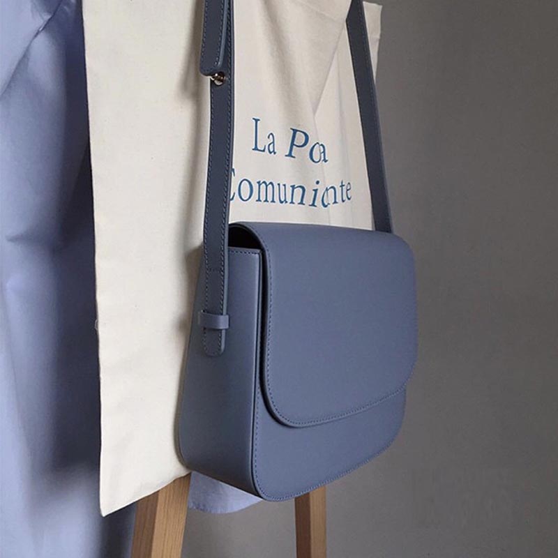 Solid Color Single Shoulder Crossbody Saddle Bag
