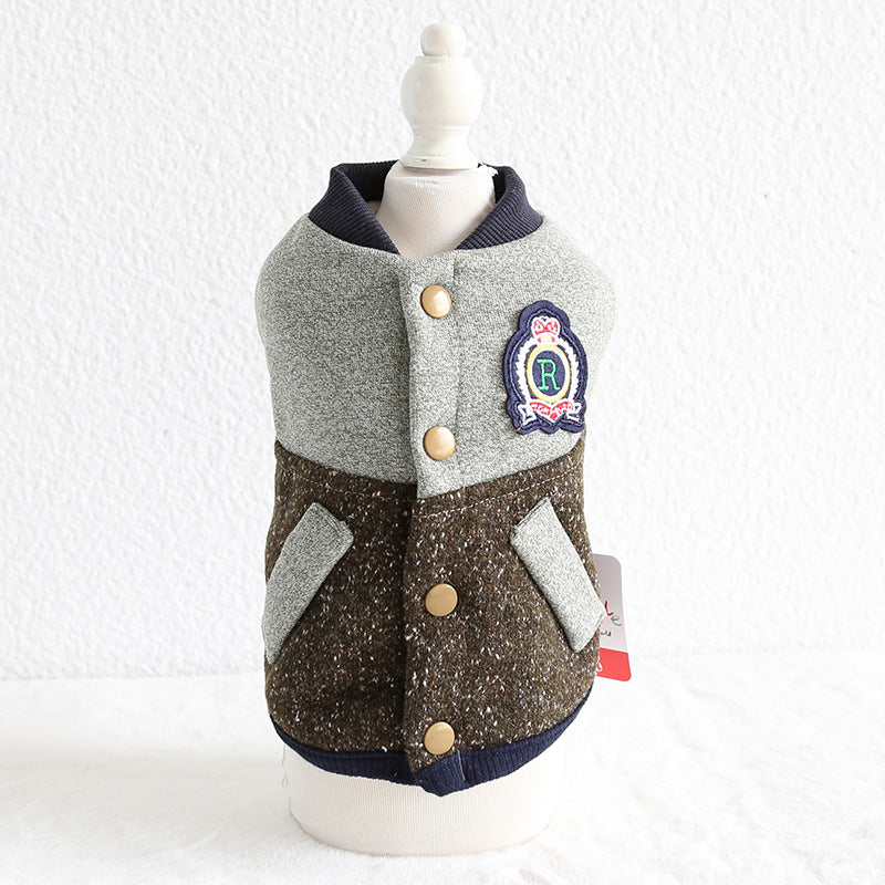 Baseball coat pet two-legged clothes