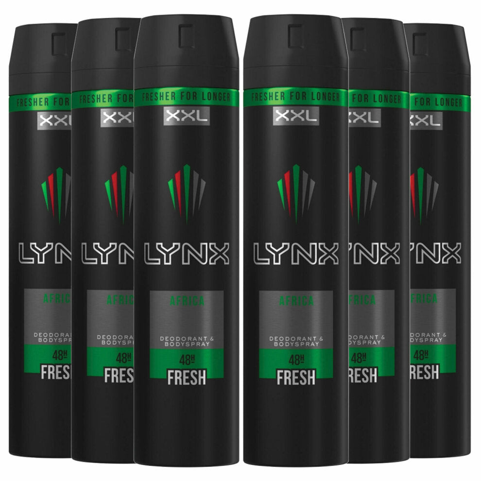 6 x Lynx Bodyspray Africa Aerosol 250 ml