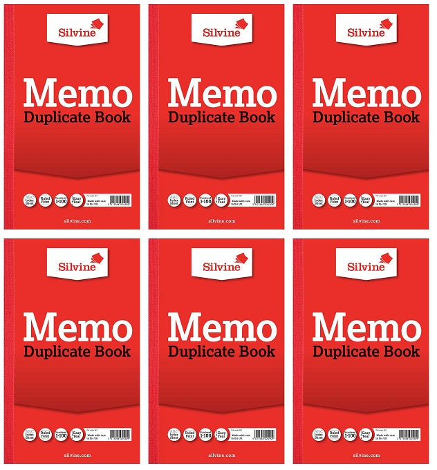 6 x Silvine Memo Duplicate Book